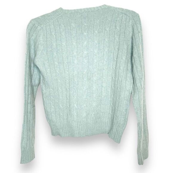 J. McLaughlin Soft Green 100% Cashmere Cable Knit Sweater Women’s Size Small S - Picture 3 of 5